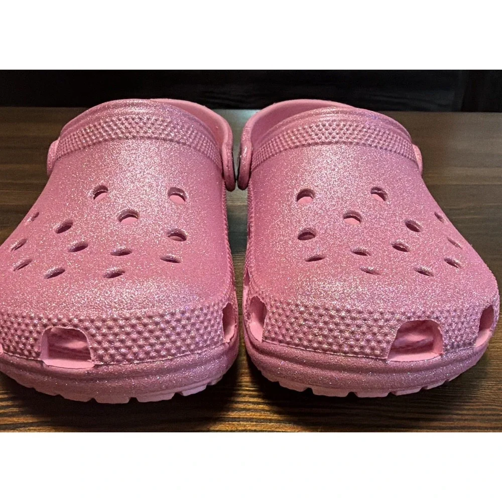 NEW Crocs Sizes C11 - J1 Kids' Classic Glitter Clog - Pink Tweed Glitter